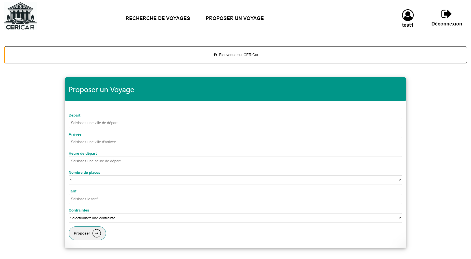 Proposer un voyage