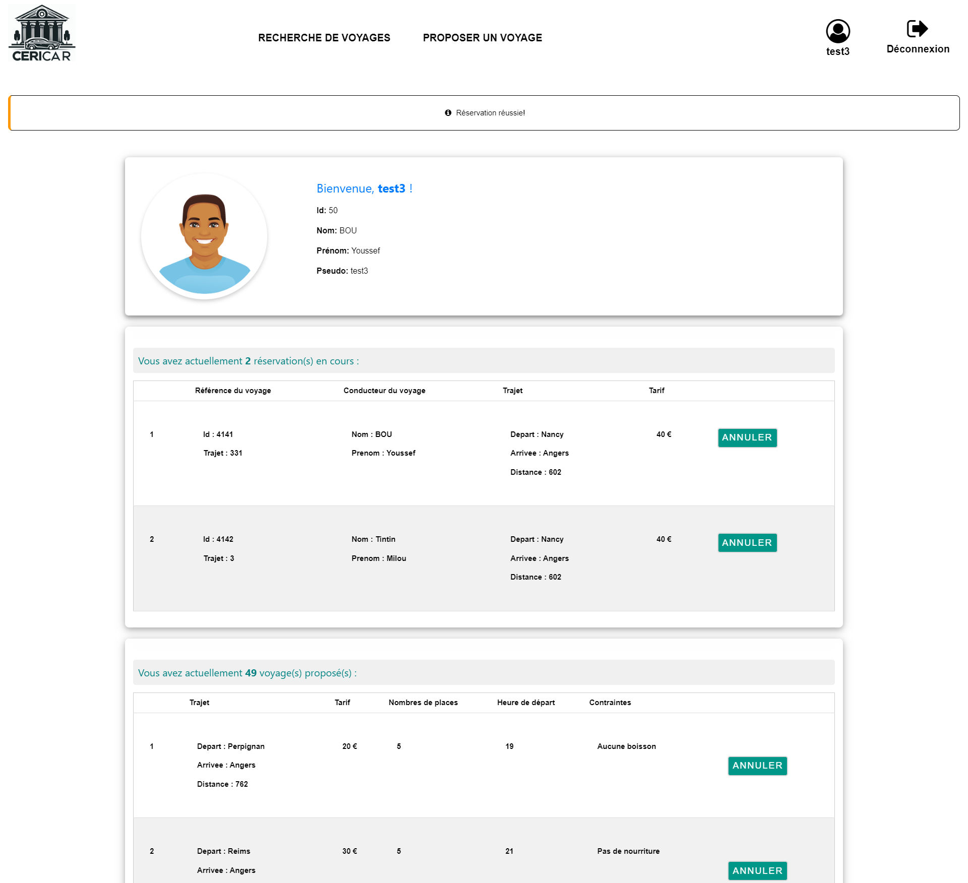 Profil utilisateur